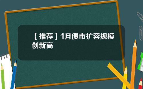 【推荐】1月债市扩容规模创新高