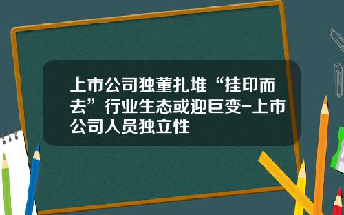 上市公司独董扎堆“挂印而去”行业生态或迎巨变-上市公司人员独立性