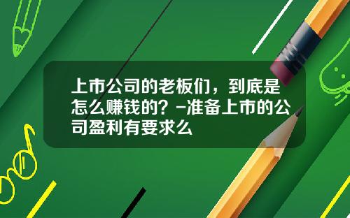 上市公司的老板们，到底是怎么赚钱的？-准备上市的公司盈利有要求么