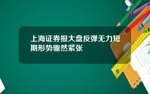 上海证券报大盘反弹无力短期形势骤然紧张