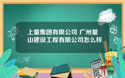 上量集团有限公司 广州量山建设工程有限公司怎么样