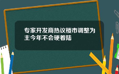 专家开发商热议楼市调整为主今年不会硬着陆