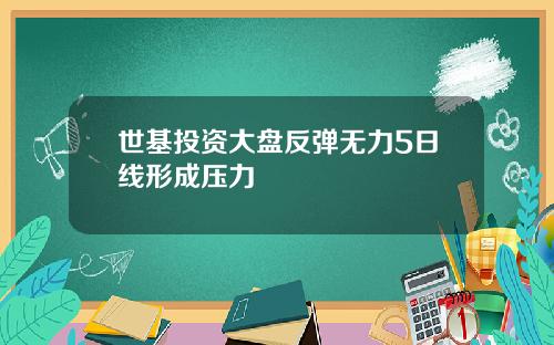 世基投资大盘反弹无力5日线形成压力