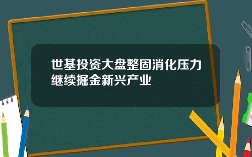 世基投资大盘整固消化压力继续掘金新兴产业