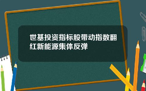 世基投资指标股带动指数翻红新能源集体反弹