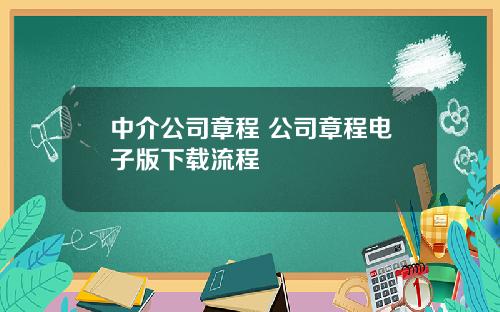 中介公司章程 公司章程电子版下载流程