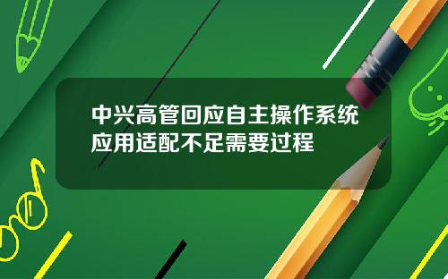 中兴高管回应自主操作系统应用适配不足需要过程