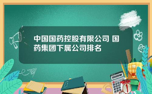 中国国药控股有限公司 国药集团下属公司排名