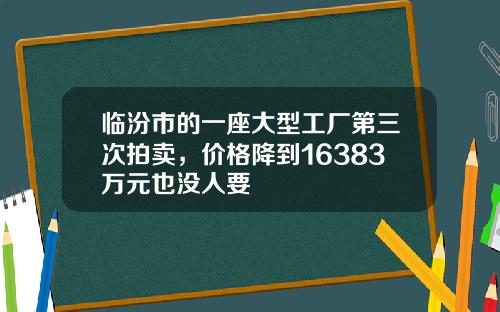 临汾市的一座大型工厂第三次拍卖，价格降到16383万元也没人要