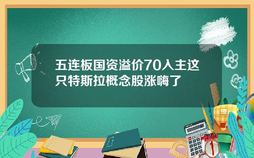 五连板国资溢价70入主这只特斯拉概念股涨嗨了