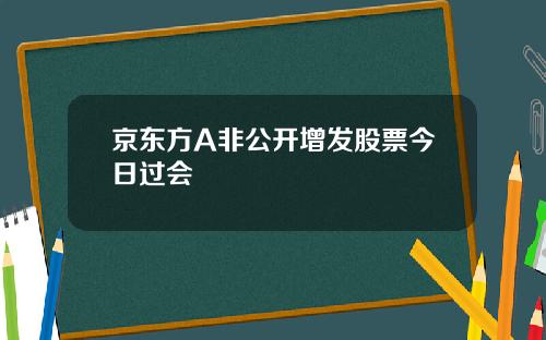 京东方A非公开增发股票今日过会