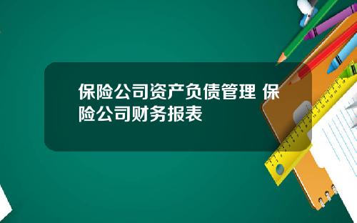 保险公司资产负债管理 保险公司财务报表