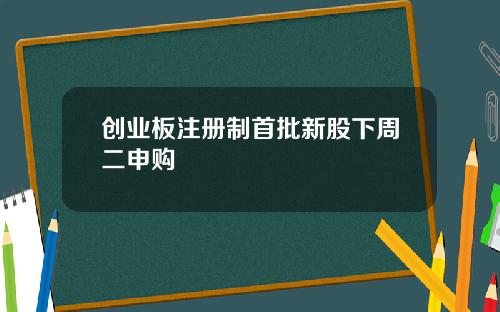 创业板注册制首批新股下周二申购