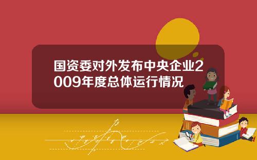 国资委对外发布中央企业2009年度总体运行情况