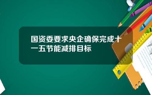 国资委要求央企确保完成十一五节能减排目标