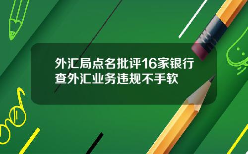 外汇局点名批评16家银行查外汇业务违规不手软