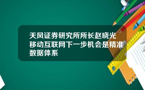 天风证券研究所所长赵晓光移动互联网下一步机会是精准数据体系