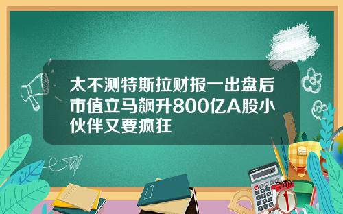 太不测特斯拉财报一出盘后市值立马飙升800亿A股小伙伴又要疯狂