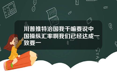 川普推特治国我干嘛要说中国操纵汇率啊我们已经达成一致要一