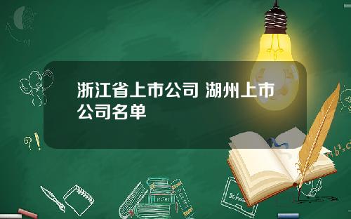 浙江省上市公司 湖州上市公司名单