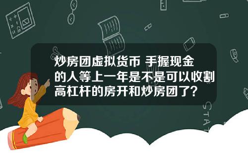 炒房团虚拟货币 手握现金的人等上一年是不是可以收割高杠杆的房开和炒房团了？