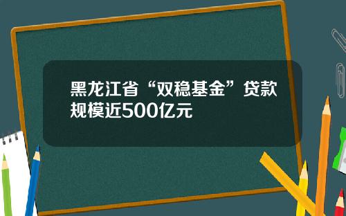 黑龙江省“双稳基金”贷款规模近500亿元