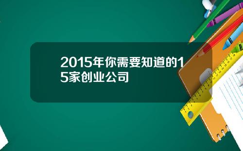 2015年你需要知道的15家创业公司