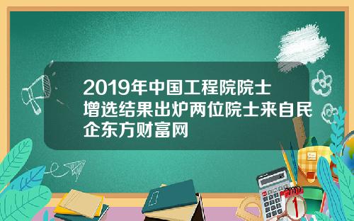 2019年中国工程院院士增选结果出炉两位院士来自民企东方财富网