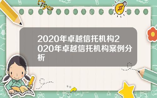 2020年卓越信托机构2020年卓越信托机构案例分析