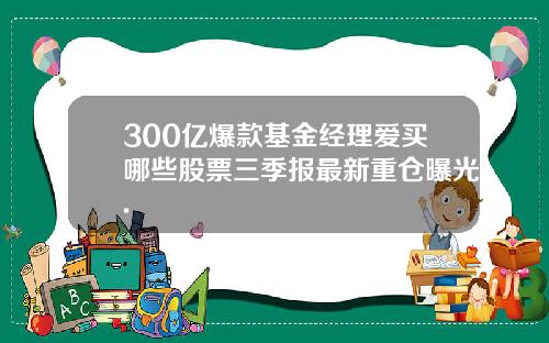 300亿爆款基金经理爱买哪些股票三季报最新重仓曝光.