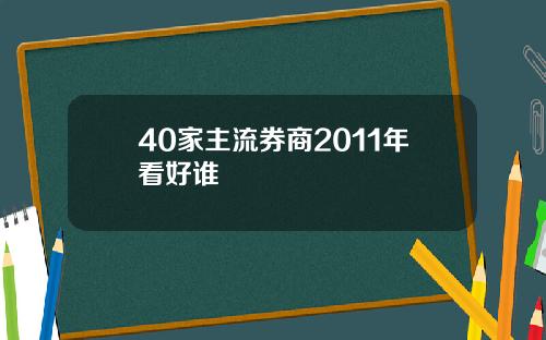 40家主流券商2011年看好谁