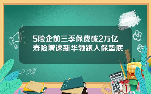 5险企前三季保费破2万亿寿险增速新华领跑人保垫底