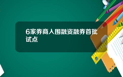 6家券商入围融资融券首批试点