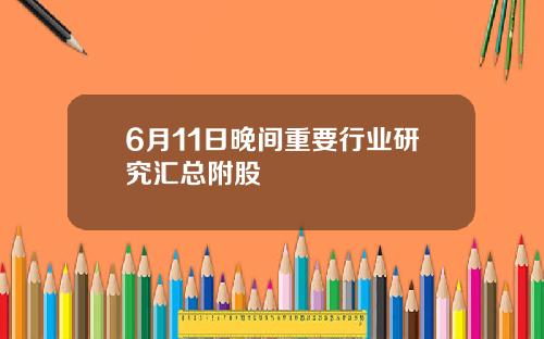 6月11日晚间重要行业研究汇总附股