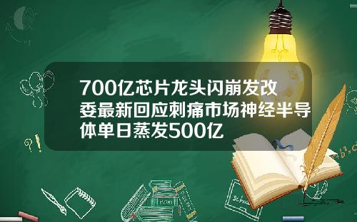 700亿芯片龙头闪崩发改委最新回应刺痛市场神经半导体单日蒸发500亿