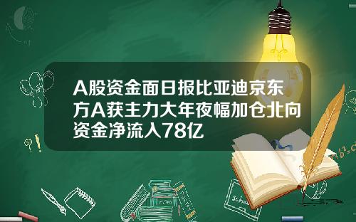 A股资金面日报比亚迪京东方A获主力大年夜幅加仓北向资金净流入78亿