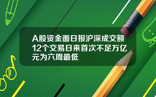 A股资金面日报沪深成交额12个交易日来首次不足万亿元为六周最低