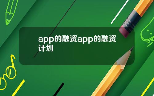 app的融资app的融资计划