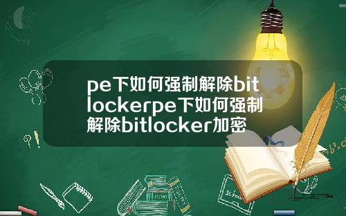 pe下如何强制解除bitlockerpe下如何强制解除bitlocker加密