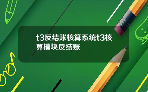 t3反结账核算系统t3核算模块反结账