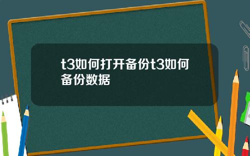 t3如何打开备份t3如何备份数据