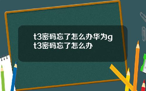 t3密码忘了怎么办华为gt3密码忘了怎么办