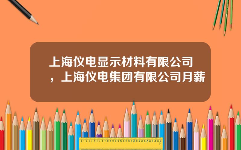 上海仪电显示材料有限公司，上海仪电集团有限公司月薪