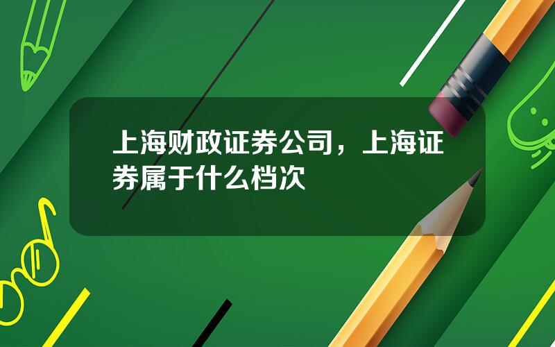 上海财政证券公司，上海证券属于什么档次