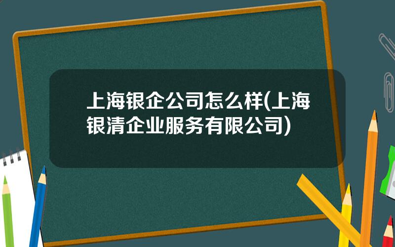 上海银企公司怎么样(上海银清企业服务有限公司)