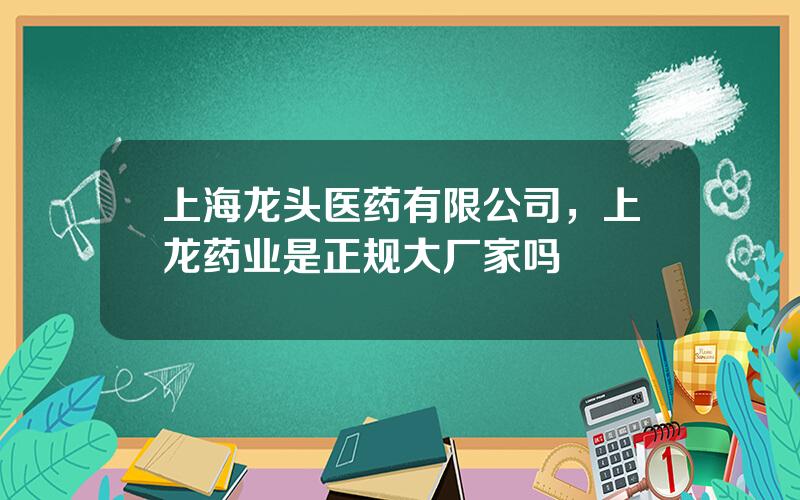 上海龙头医药有限公司，上龙药业是正规大厂家吗