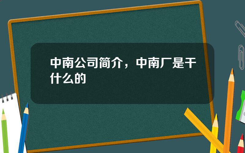 中南公司简介，中南厂是干什么的