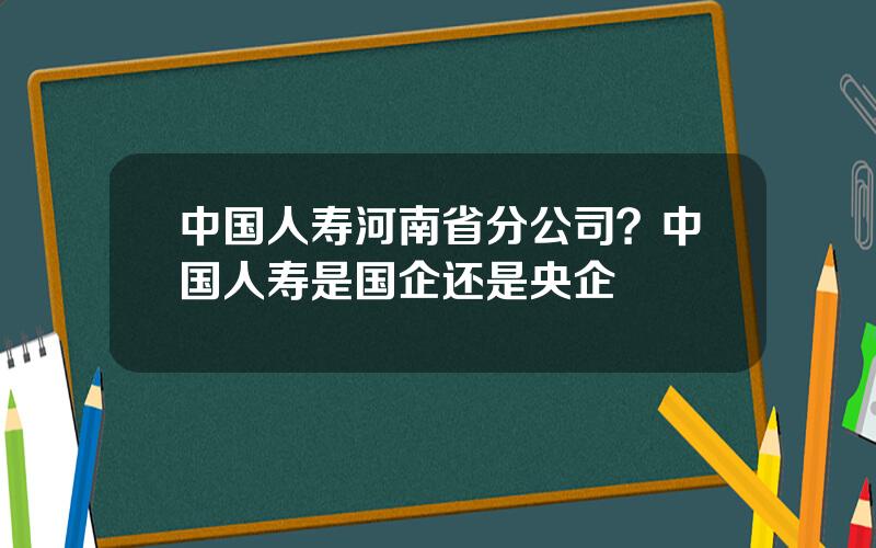 中国人寿河南省分公司？中国人寿是国企还是央企