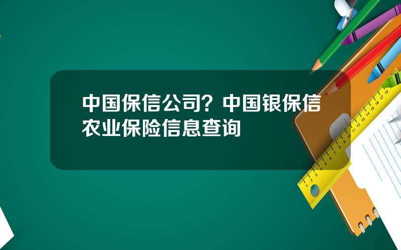 中国保信公司？中国银保信农业保险信息查询