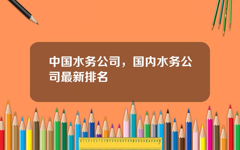 中国水务公司，国内水务公司最新排名